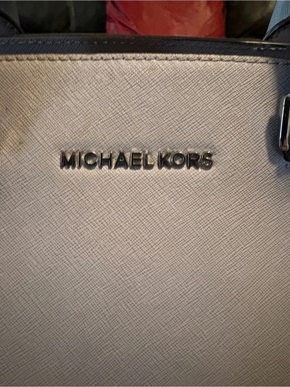 MICHAEL KORS Pale Gray Saffiano Leather Satchel